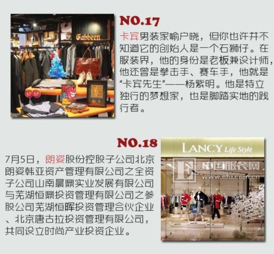 国内服装品牌影响力风云排行榜