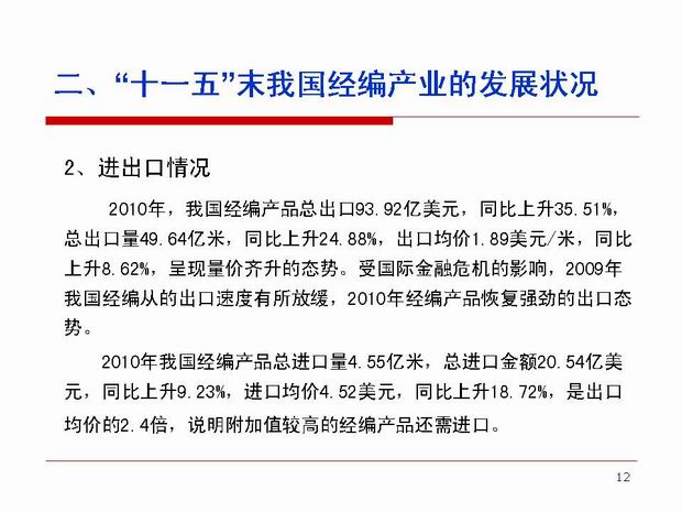 “十一五”末我国经编产业的发展状况