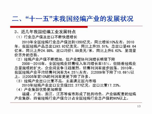 “十一五”末我国经编产业的发展状况